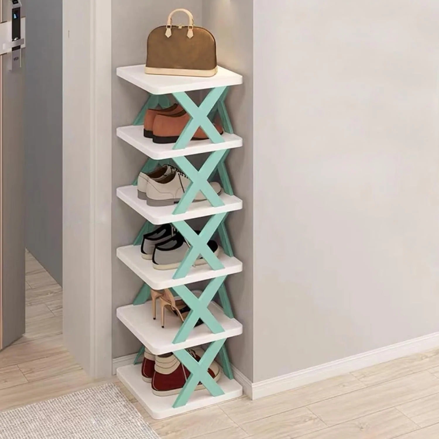 Stackable Narrow Shoe Rack - 6-Tier Storage Organizer for Small Spaces